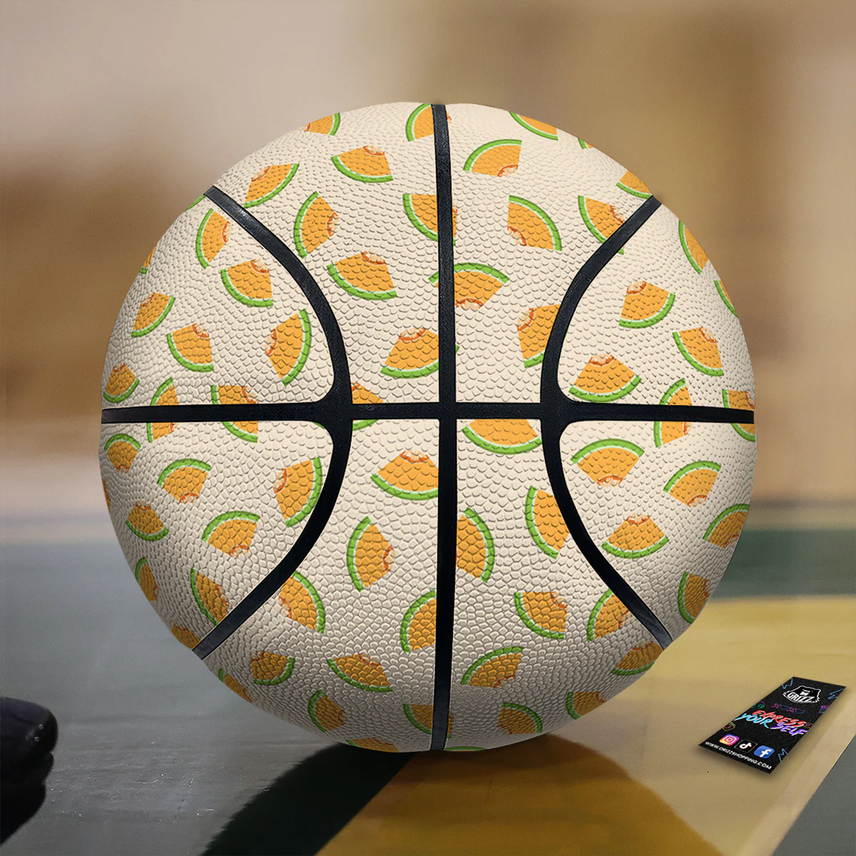 Beige And Melon Print Pattern Basketball