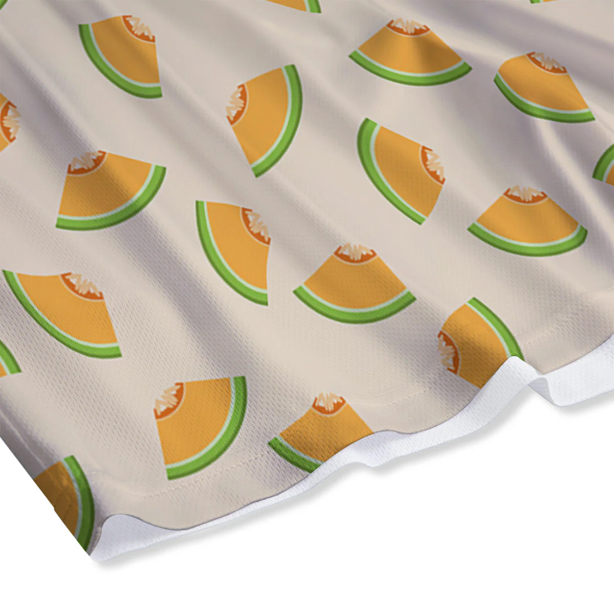 Beige And Melon Print Pattern Mesh Shorts - Image 4