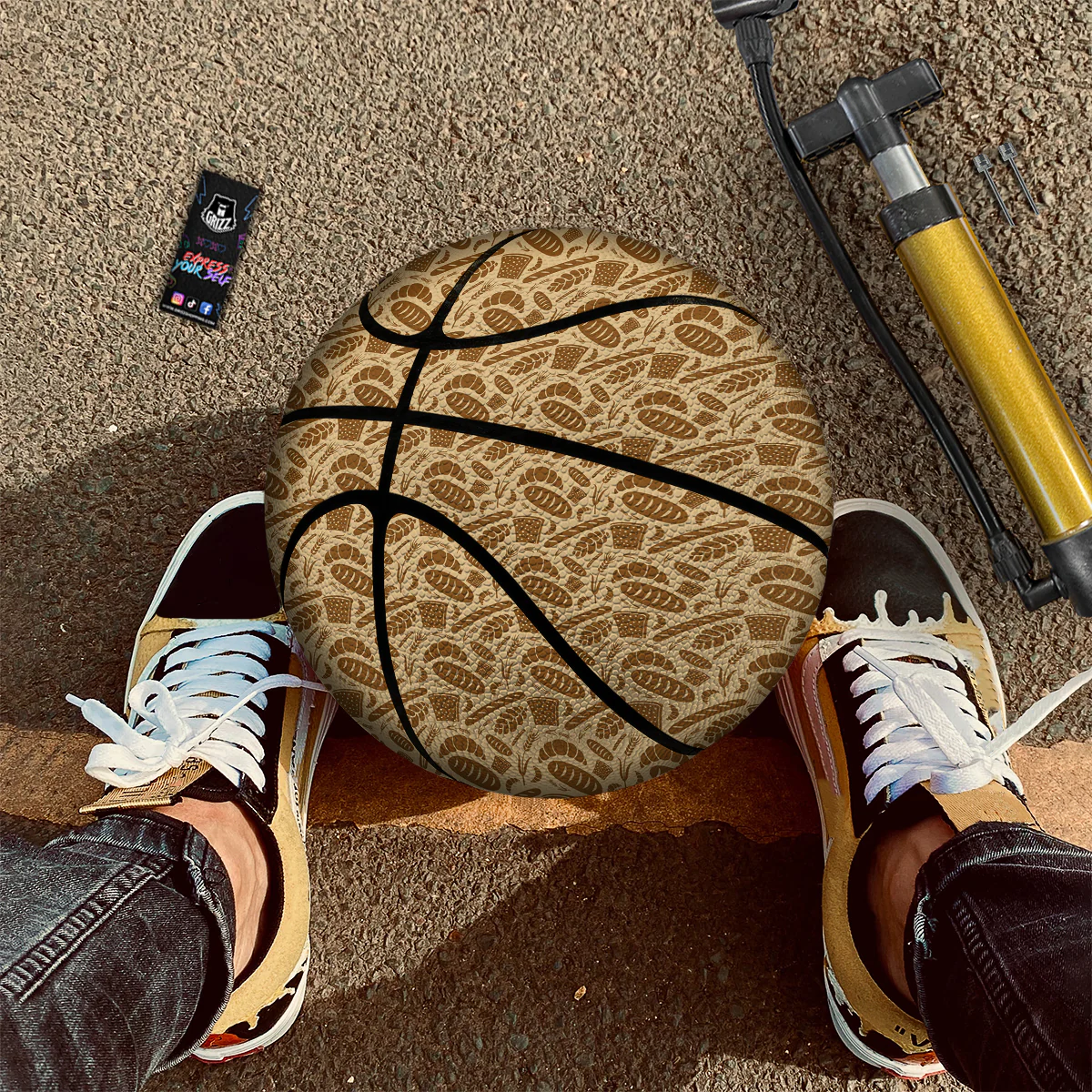 Beige Brown Bakery Print Pattern Basketball - Image 2