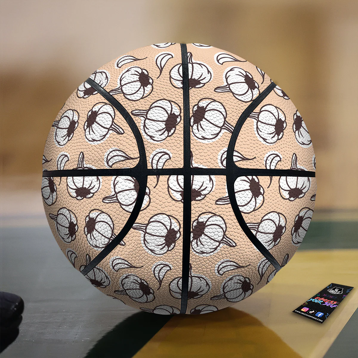 Beige Garlic Print Pattern Basketball