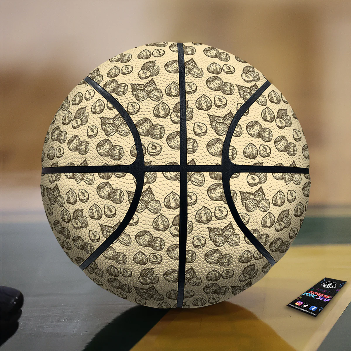Beige Hazelnuts Print Pattern Basketball