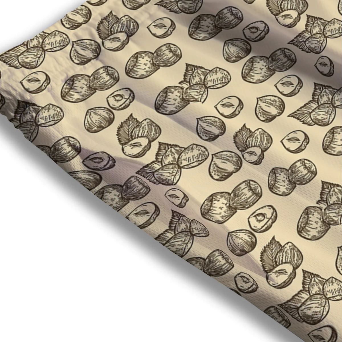 Beige Hazelnuts Print Pattern Mesh Shorts - Image 3