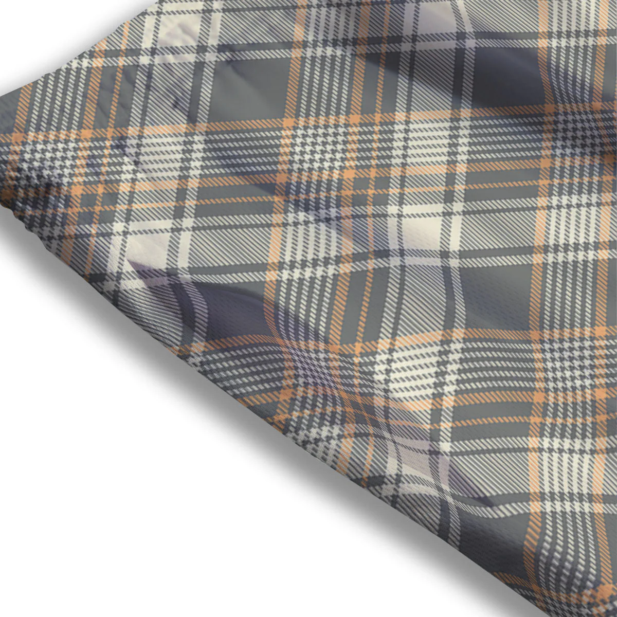 Beige Plaid And Grey Print Pattern Mesh Shorts - Image 3