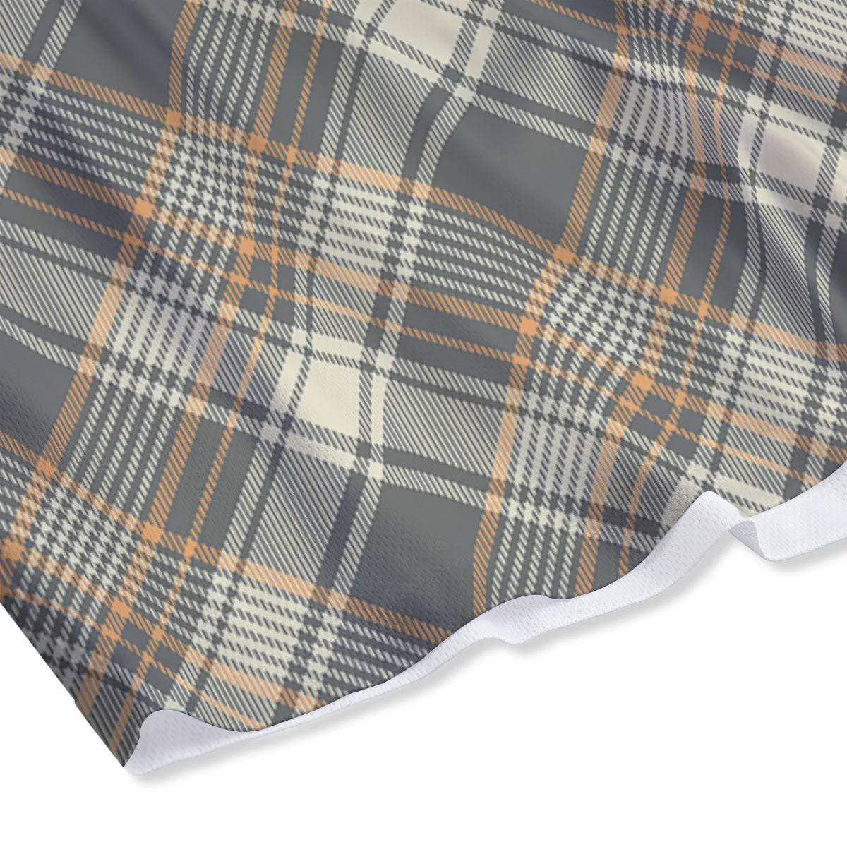 Beige Plaid And Grey Print Pattern Mesh Shorts - Image 4