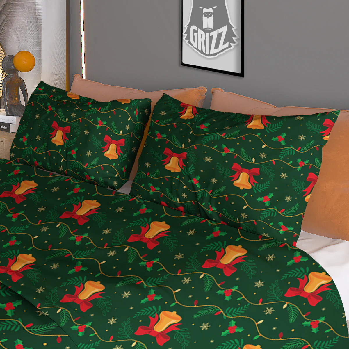 Bell Cute Christmas Print Pattern Duvet Cover Bedding Set - Image 3