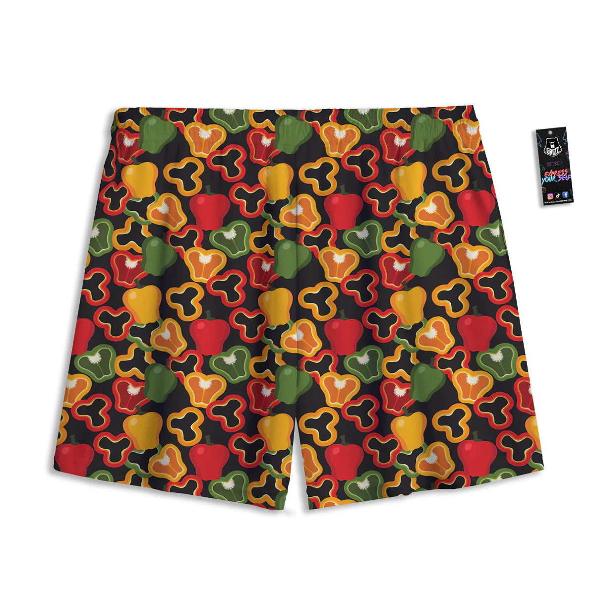 Bell Pepper Black Print Pattern Mesh Shorts - Image 2