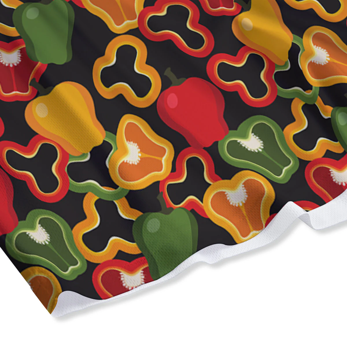 Bell Pepper Black Print Pattern Mesh Shorts - Image 4