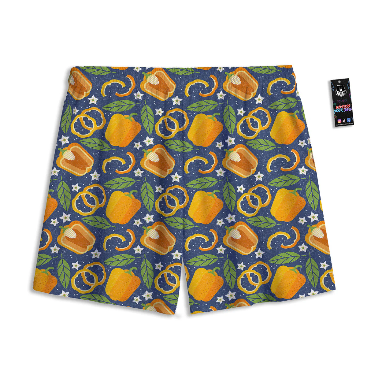Bell Pepper Leaf Print Pattern Mesh Shorts - Image 2