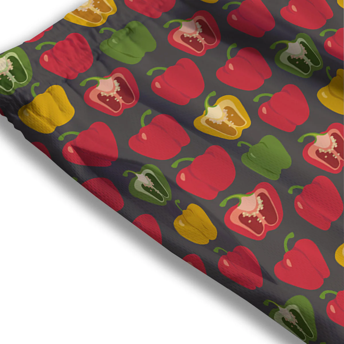 Bell Pepper Vintage Print Pattern Mesh Shorts - Image 3