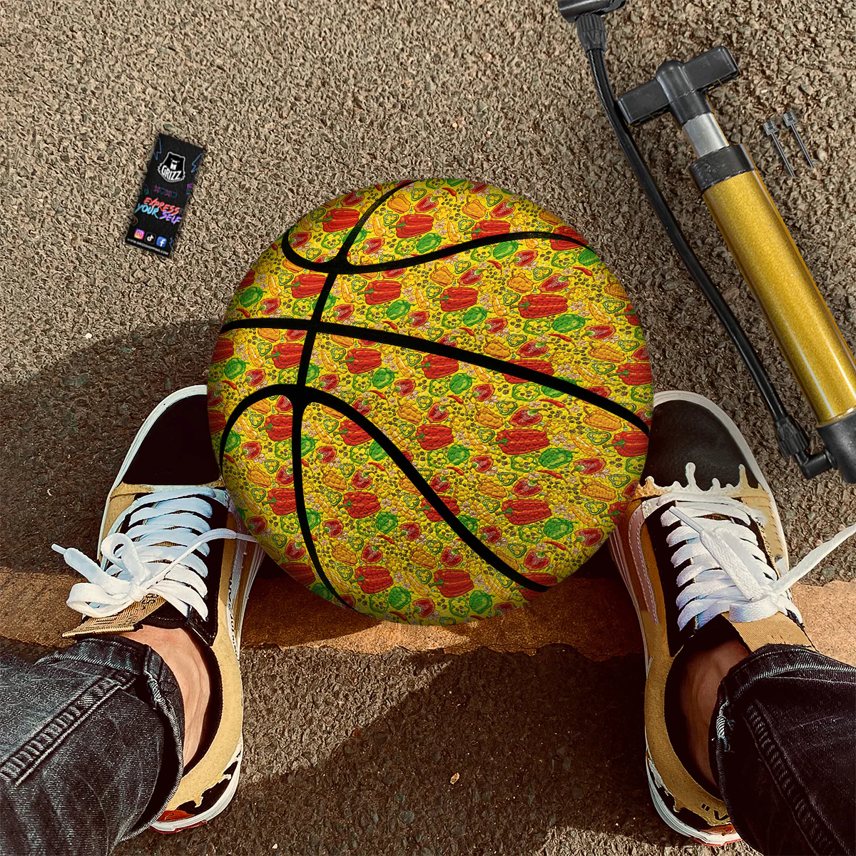 Bell Pepper Yellow Print Pattern Basketball - Image 2