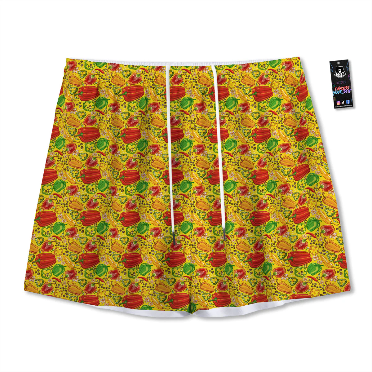 Bell Pepper Yellow Print Pattern Mesh Shorts