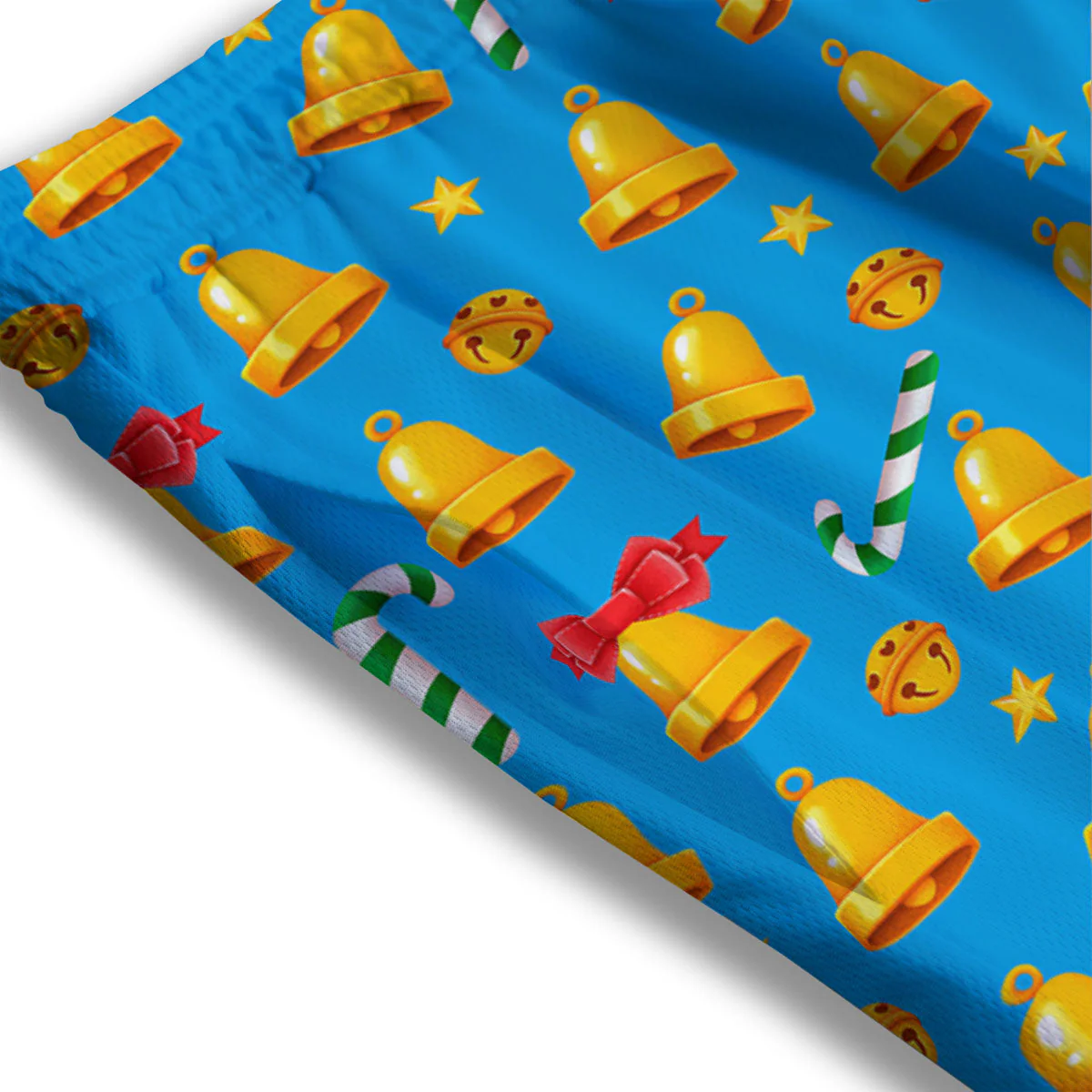 Bells Merry Christmas Print Pattern Mesh Shorts - Image 3