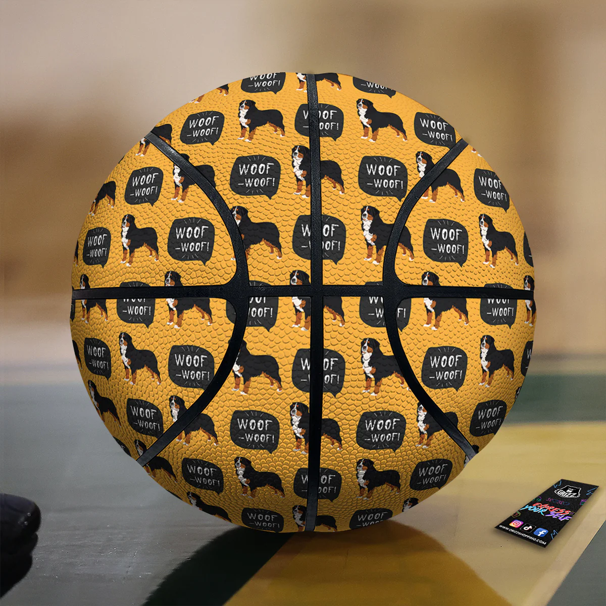 Bernese Yellow Woof Woof Print Pattern Basketball