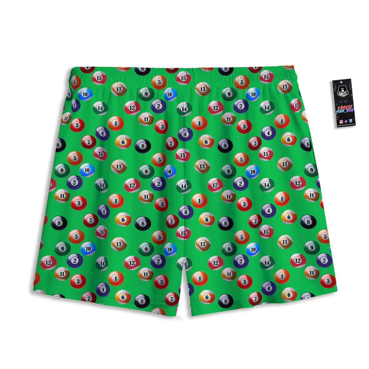 Billiard Ball Green Print Pattern Mesh Shorts - Image 2