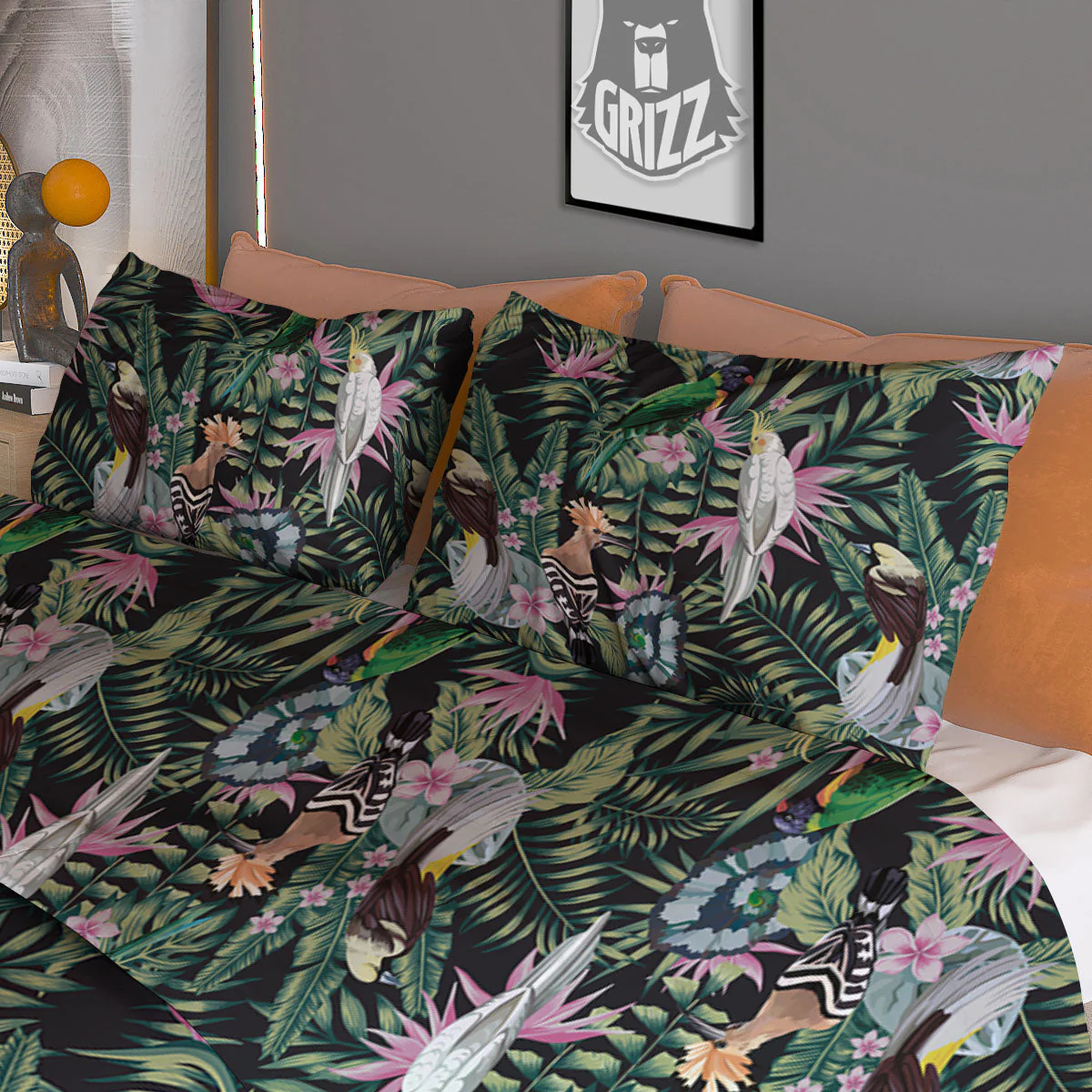 Birds Hawaiian Tropical Print Pattern Duvet Cover Bedding Set - Image 3