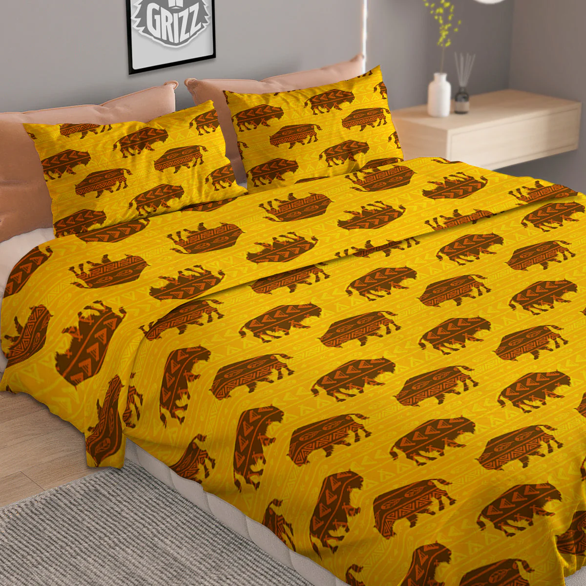 Bison Aztec Print Pattern Duvet Cover Bedding Set - Image 2