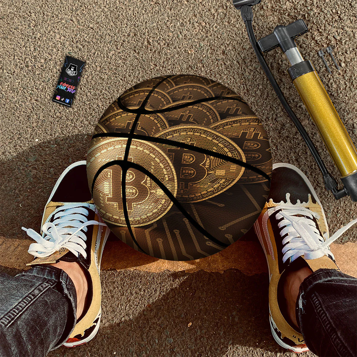 Bitcoin Symbol Gold Print Basketball - Image 2