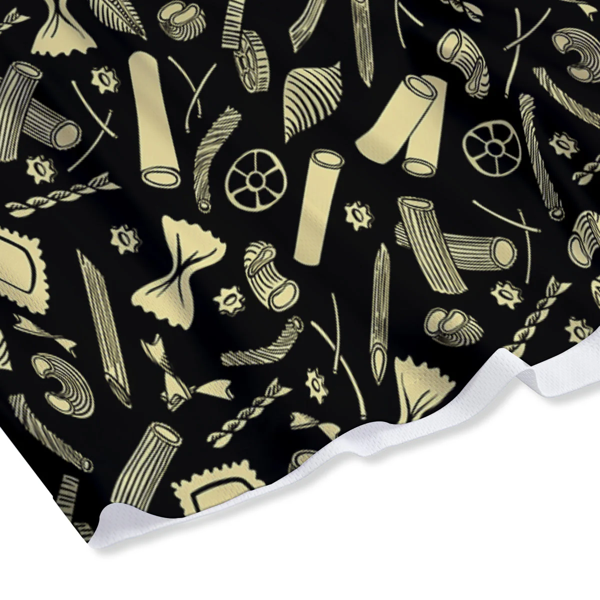 Black And Beige Macaroni Print Pattern Mesh Shorts - Image 4