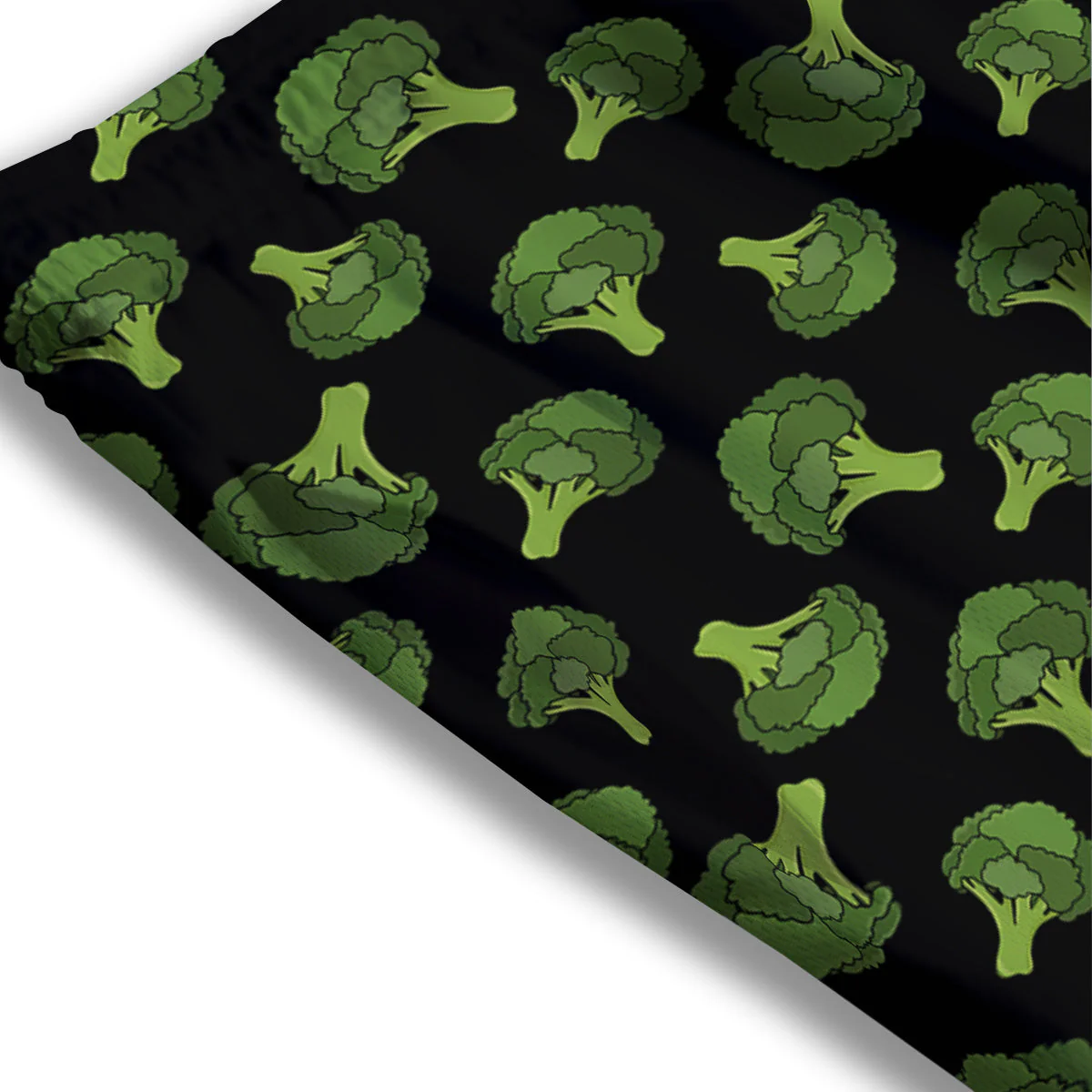 Black And Broccoli Print Pattern Mesh Shorts - Image 3