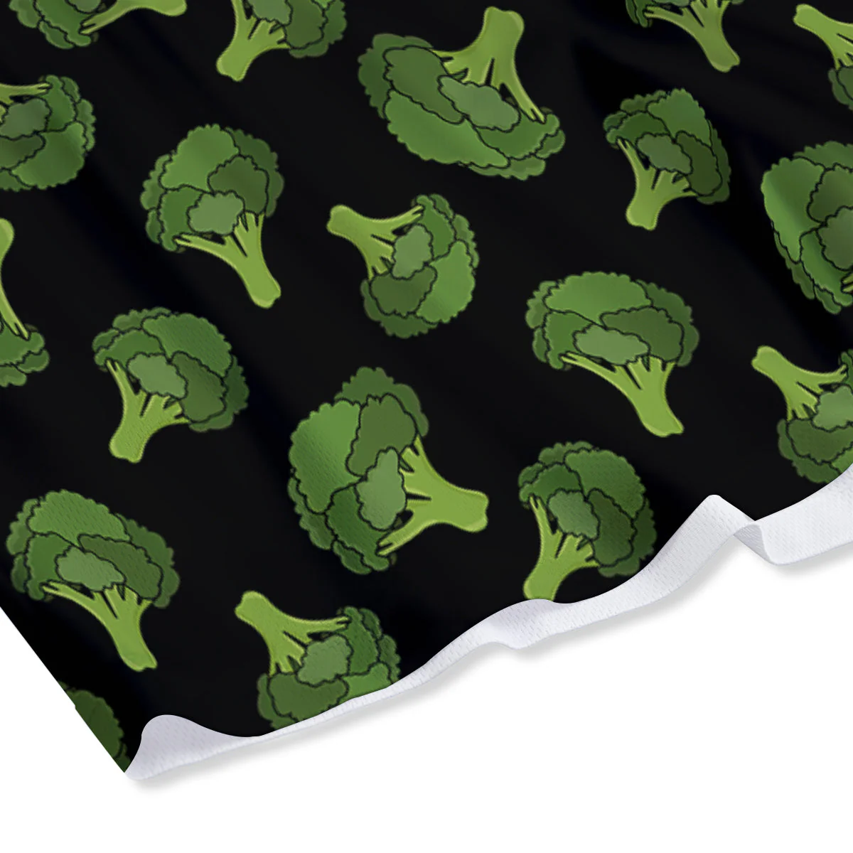 Black And Broccoli Print Pattern Mesh Shorts - Image 4