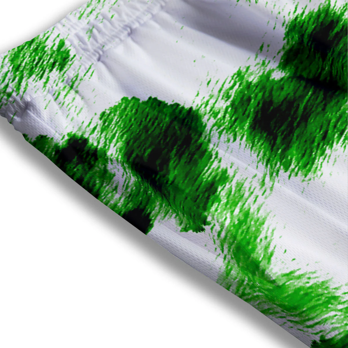 Black And Green Acid Wash Tie Dye Print Mesh Shorts - Image 3