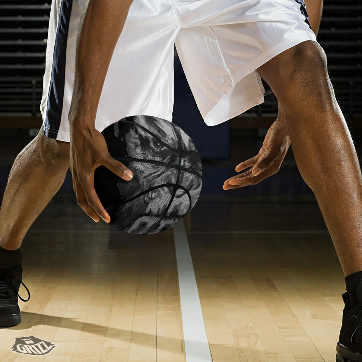 Black And Grey Face Chimpanzee Print Basketball - Image 3