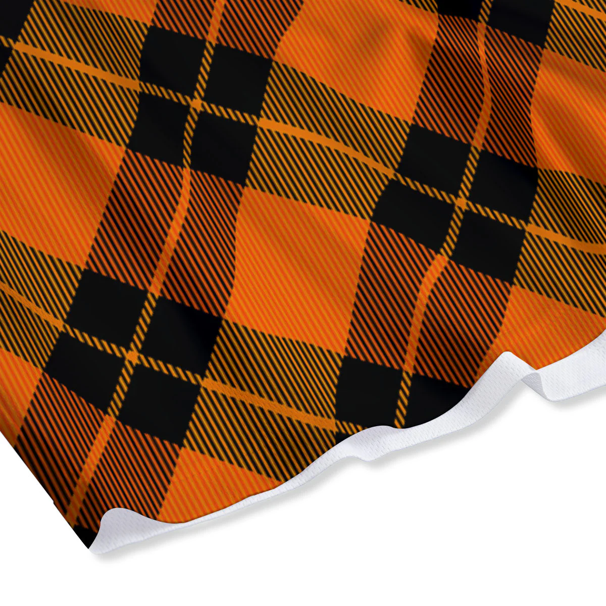 Black And Orange Plaid Print Pattern Mesh Shorts - Image 4