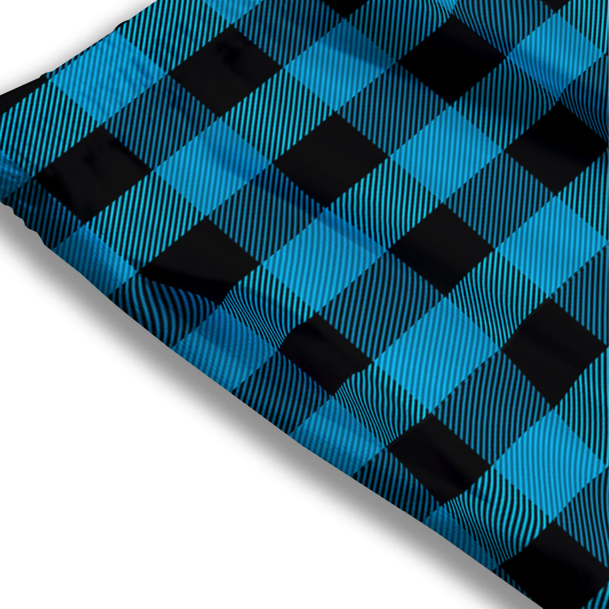Black And Turquoise Check Print Pattern Mesh Shorts - Image 3