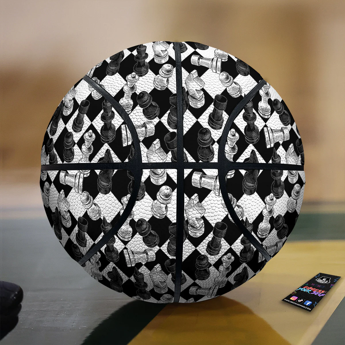 Black And White Chessboard Print Pattern Basketball