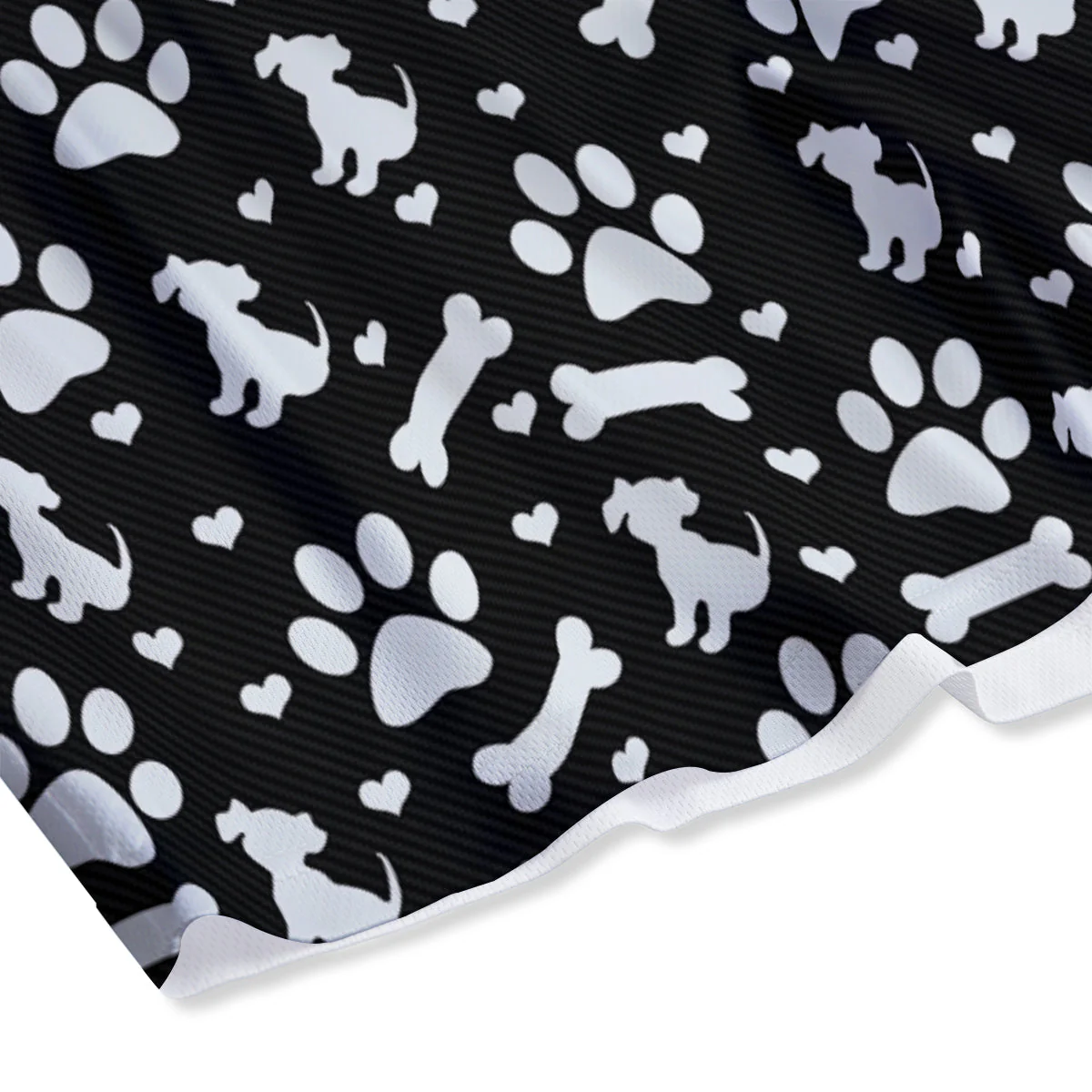 Black and White Dog Paw Print Pattern Mesh Shorts - Image 4