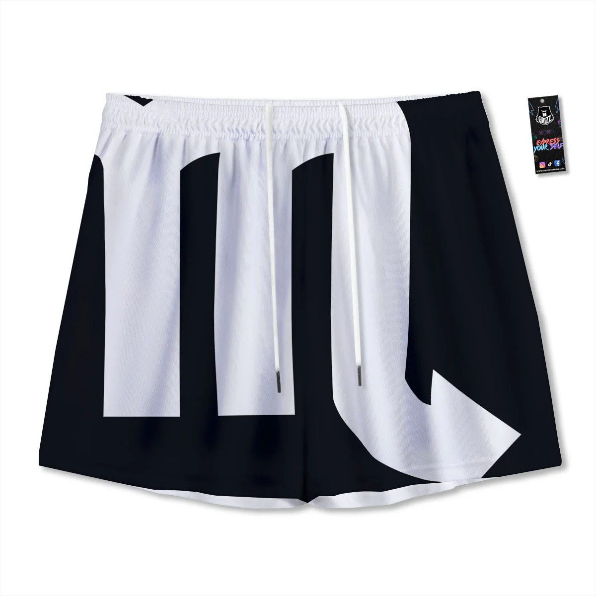 Black And White Scorpio Sign Print Mesh Shorts
