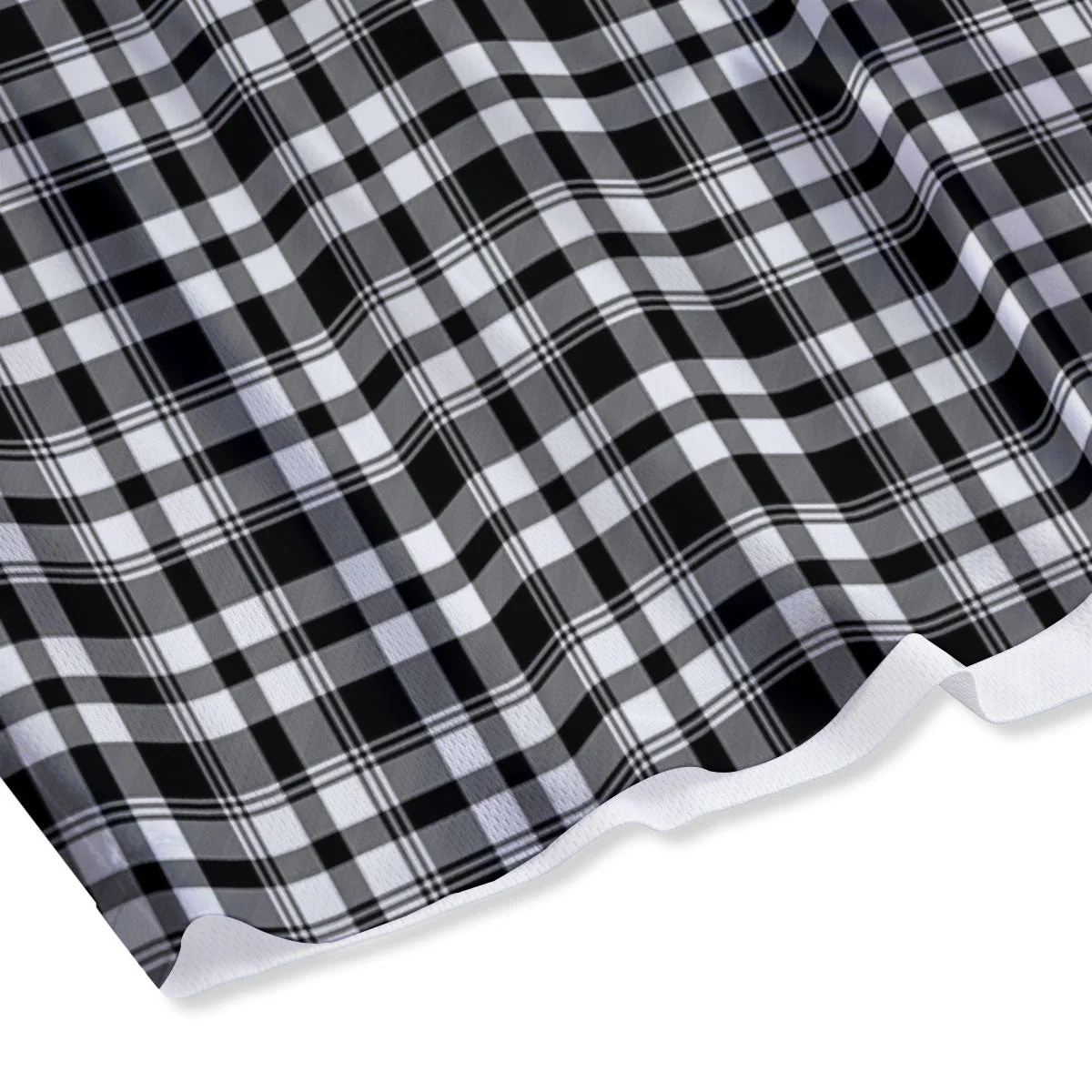 Black And White Tartan Print Pattern Mesh Shorts - Image 4