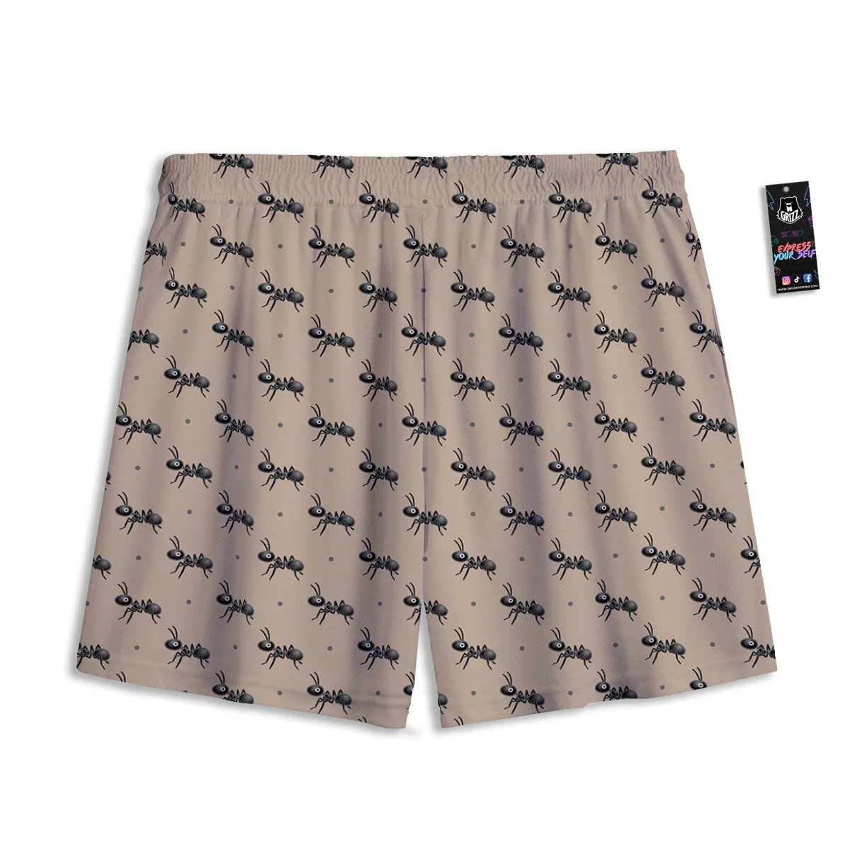 Black Ant Print Pattern Mesh Shorts - Image 2