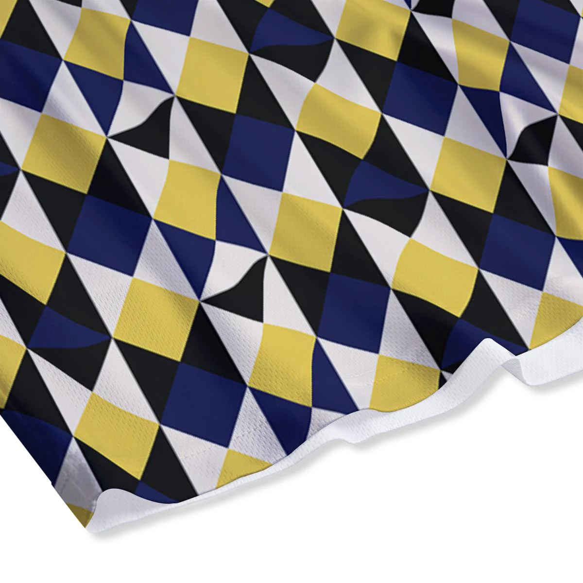 Black Argyle And Blue Yellow Print Pattern Mesh Shorts - Image 4