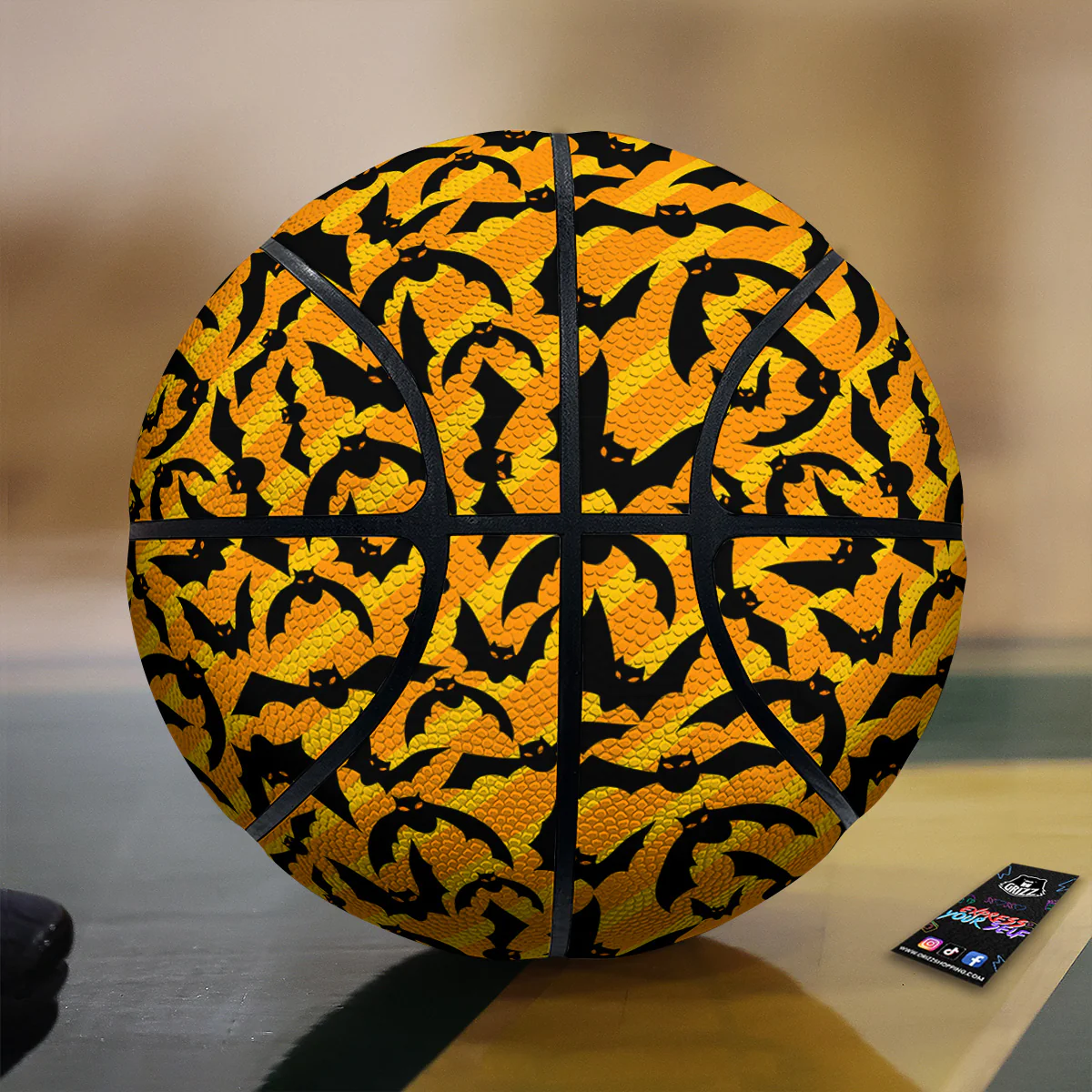 Black Bat And Orange Striped Print Pattern Basketball