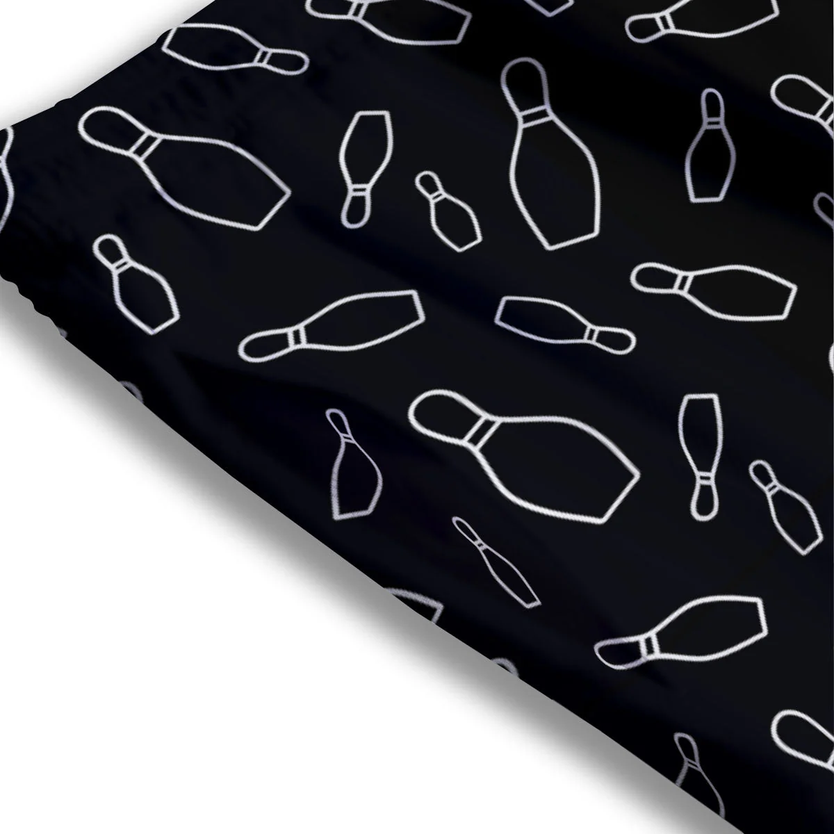 Black Bowling Pins Print Pattern Mesh Shorts - Image 3