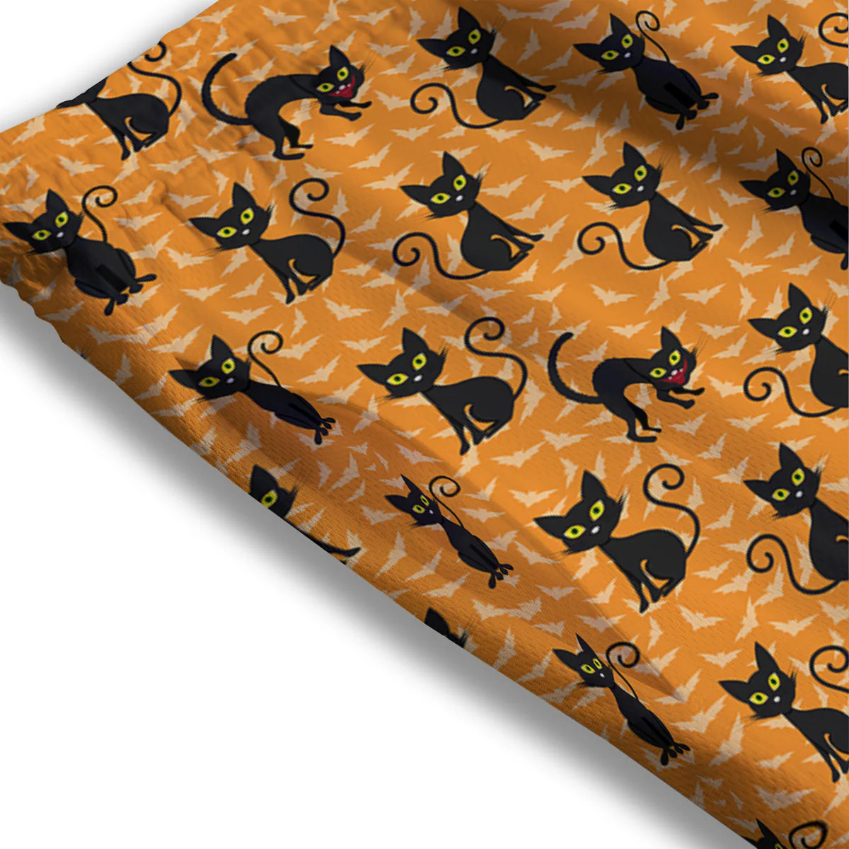 Black Cat Halloween Print Pattern Mesh Shorts - Image 3