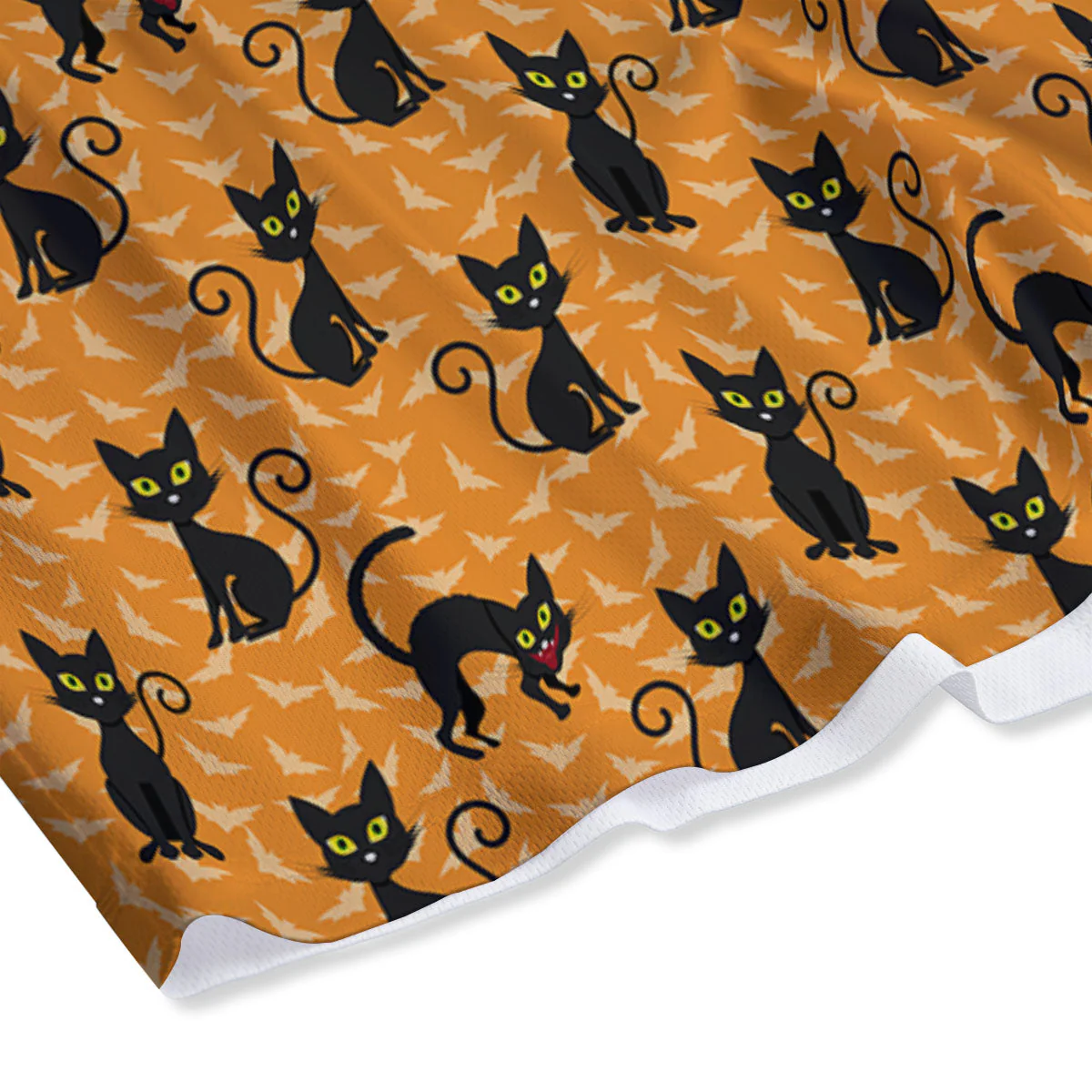 Black Cat Halloween Print Pattern Mesh Shorts - Image 4