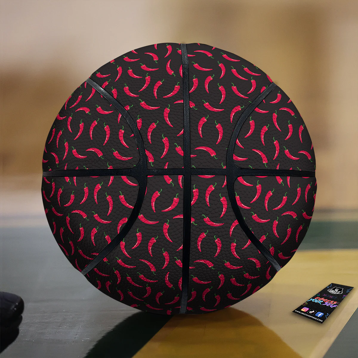 Black Chili Pepper Print Pattern Basketball
