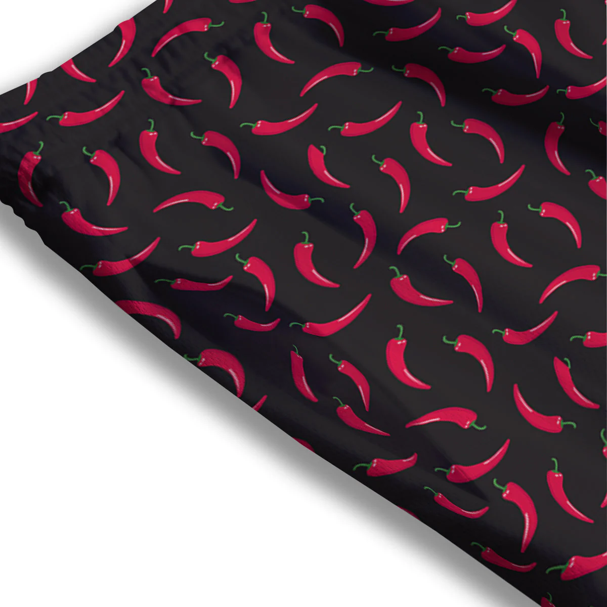 Black Chili Pepper Print Pattern Mesh Shorts - Image 3