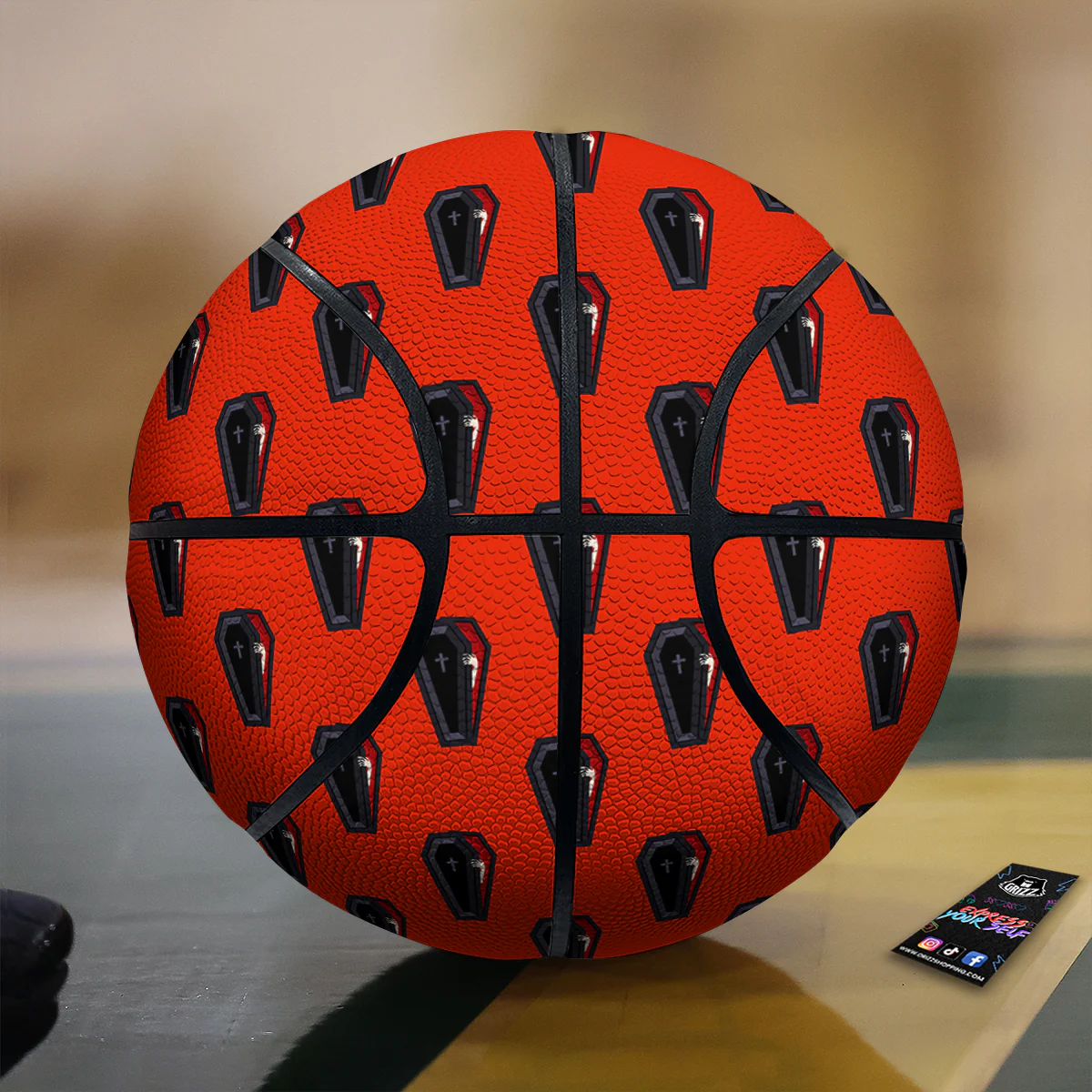 Black Coffin Red Print Pattern Basketball