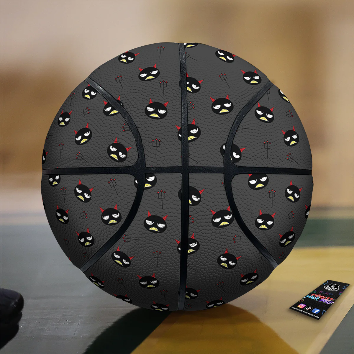 Black Demon Cartoon Print Pattern Basketball