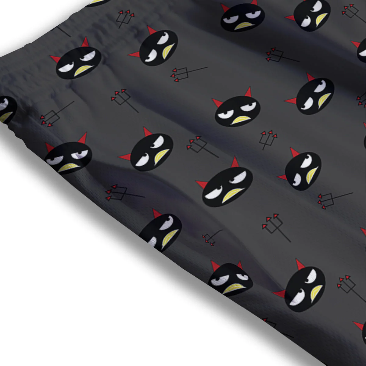 Black Demon Cartoon Print Pattern Mesh Shorts - Image 3