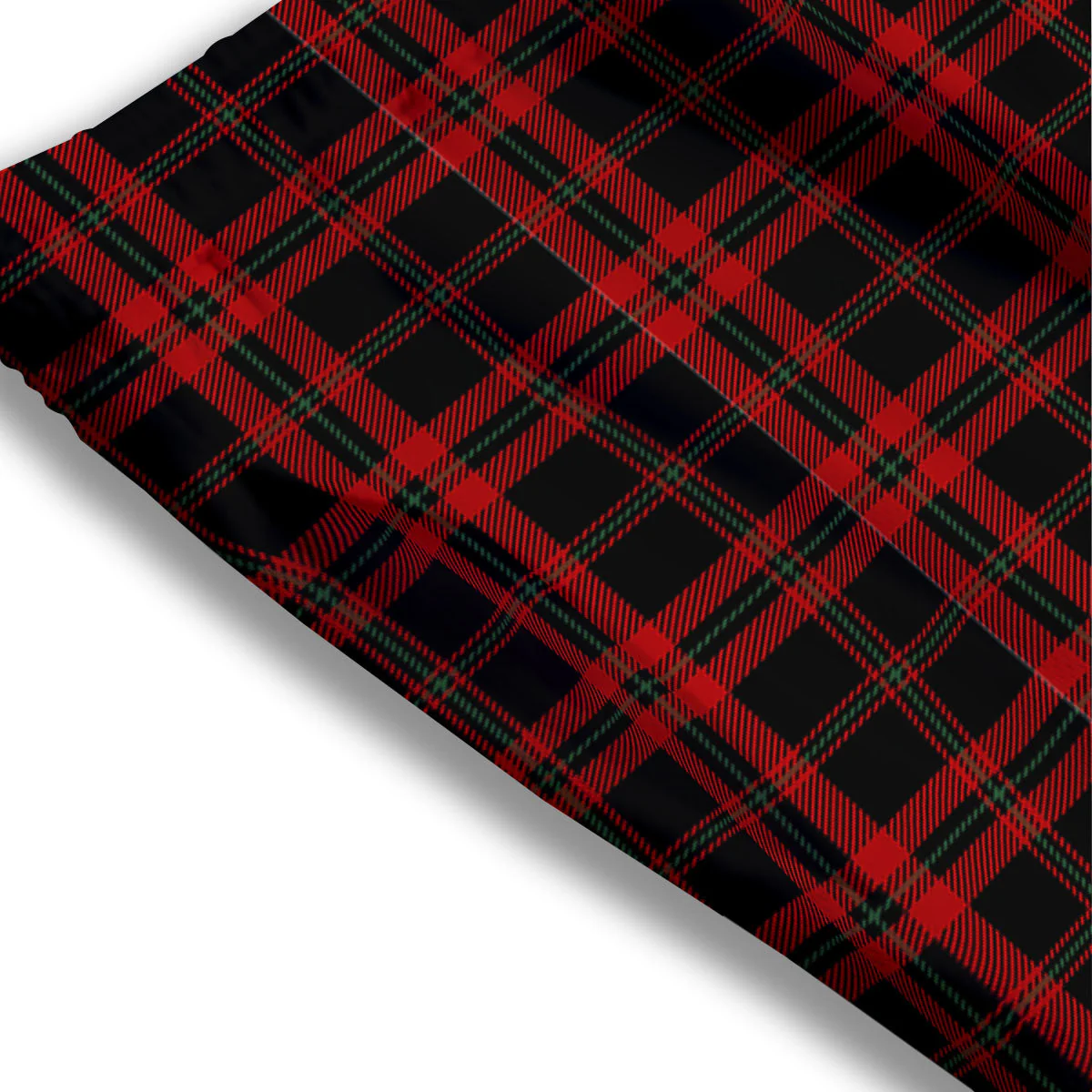Black Green And Red Tartan Print Pattern Mesh Shorts - Image 3