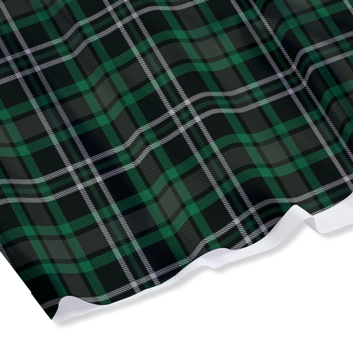 Black Green And White Tartan Print Mesh Shorts - Image 4