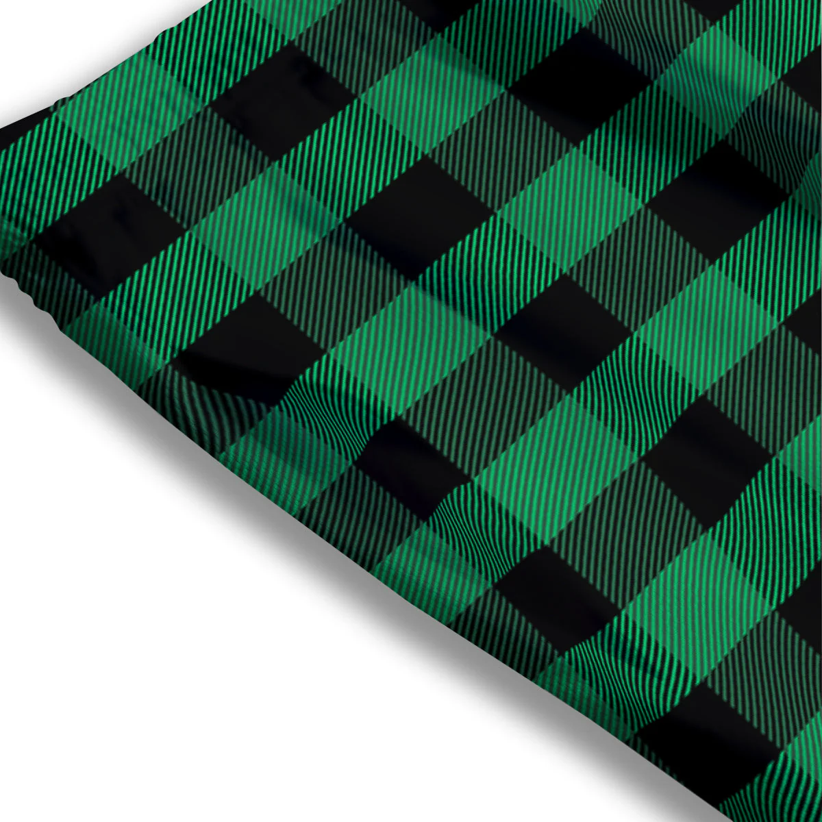 Black Green Buffalo Check And UFO Print Pattern Mesh Shorts - Image 3