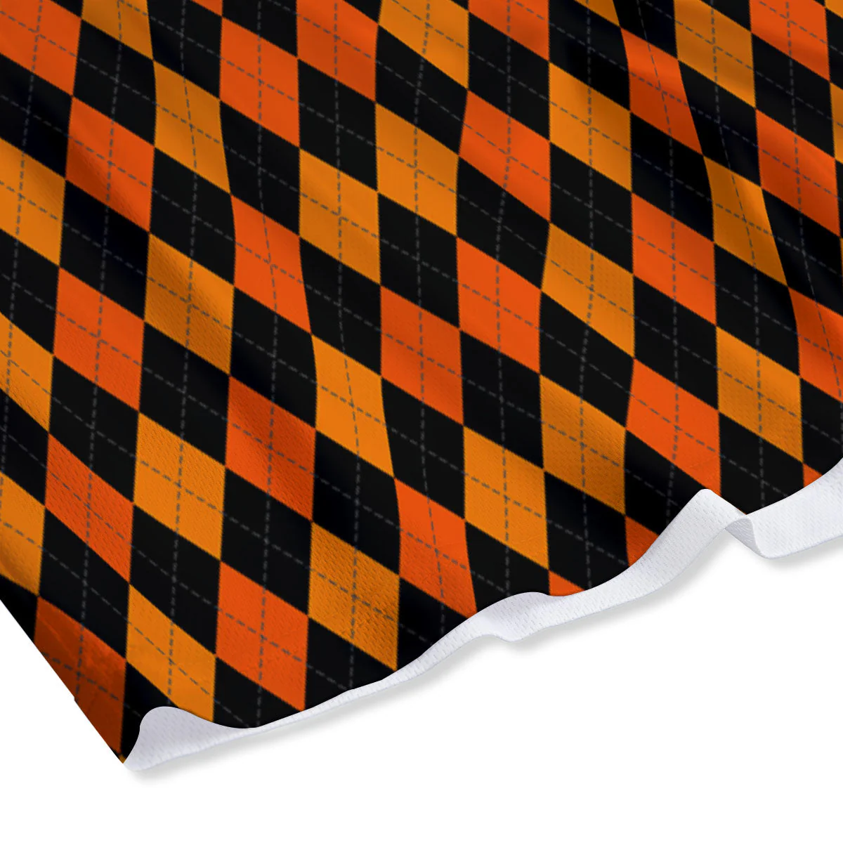 Black Halloween And Orange Argyle Print Mesh Shorts - Image 4