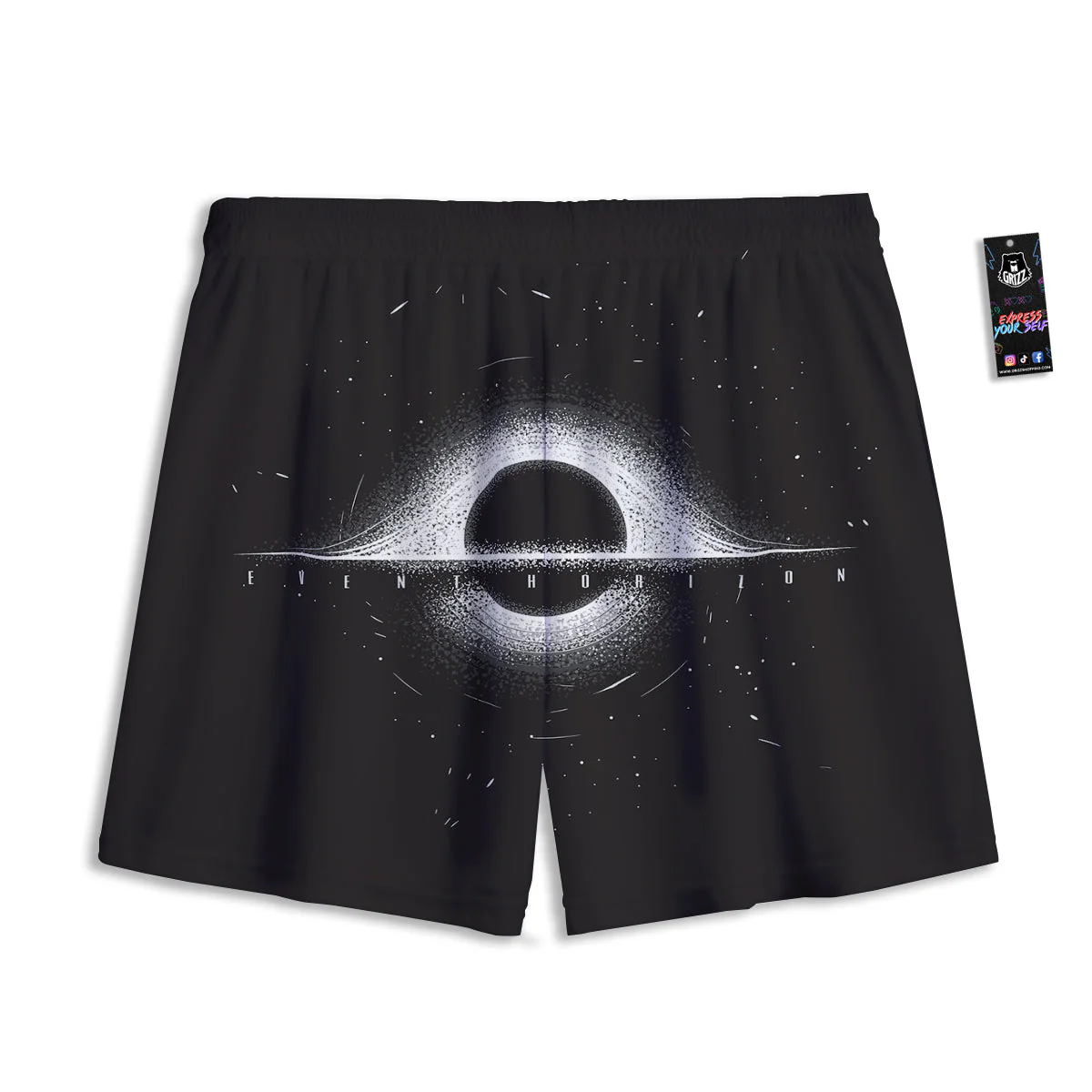 Black Hole Monochrome Print Mesh Shorts - Image 2