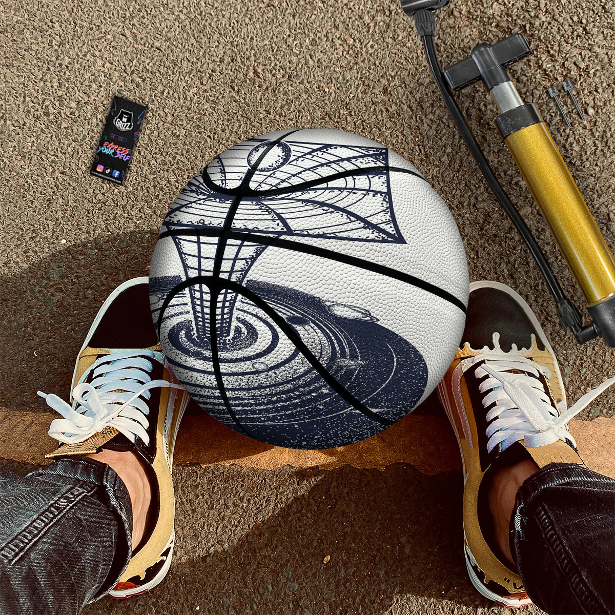 Black Hole Tattoo Print Basketball - Image 2