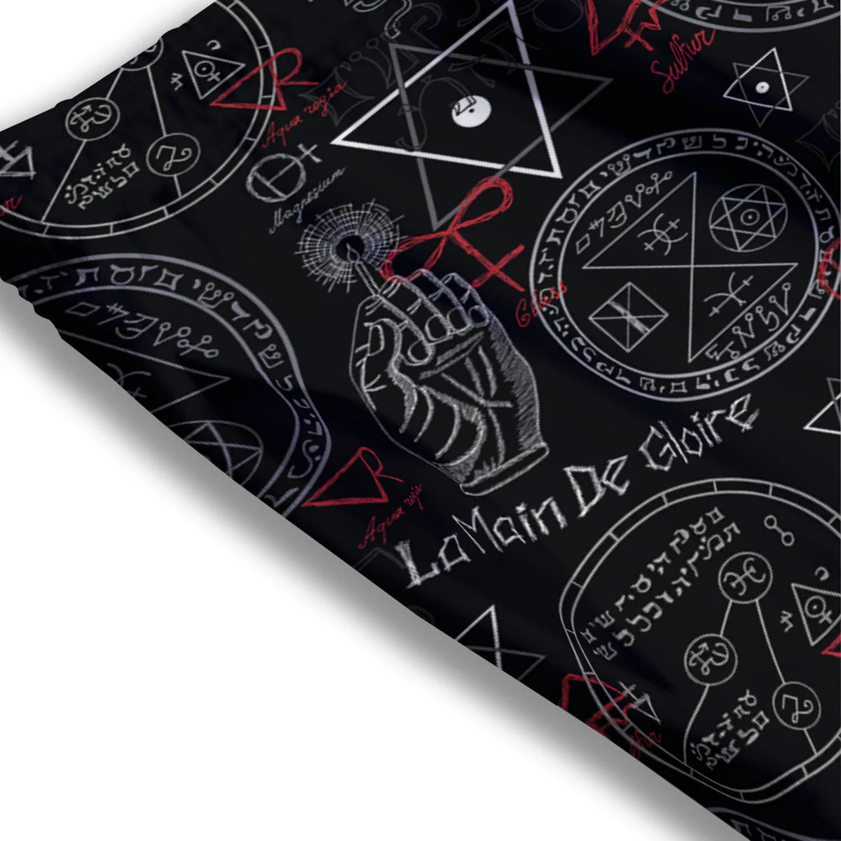 Black Magic Witch Hand Of Glory Print Mesh Shorts - Image 3